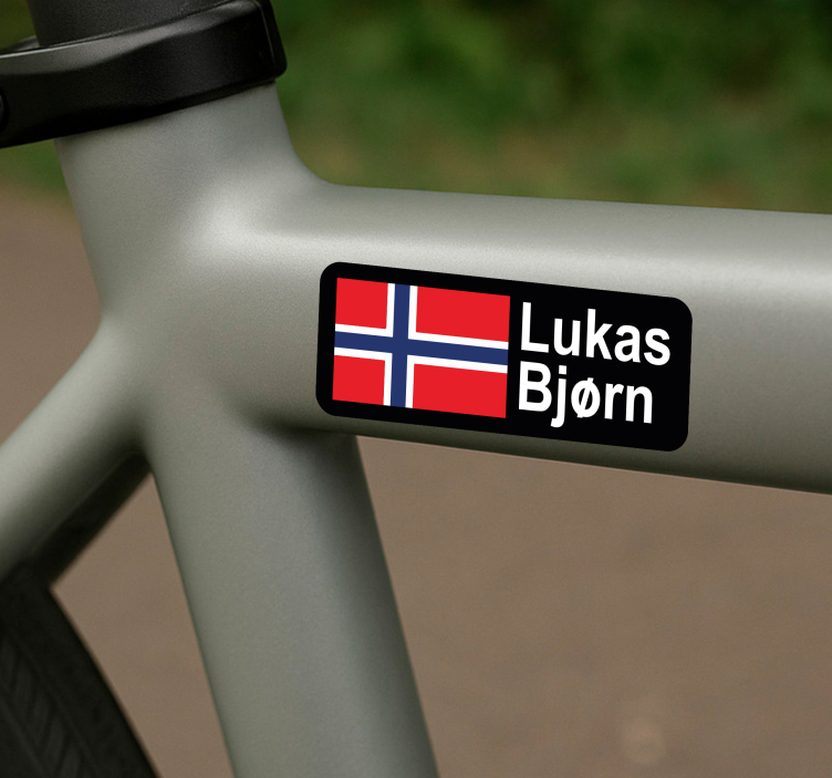 Norsk flagg og navn sykkel klistremerke - Tenstickers
