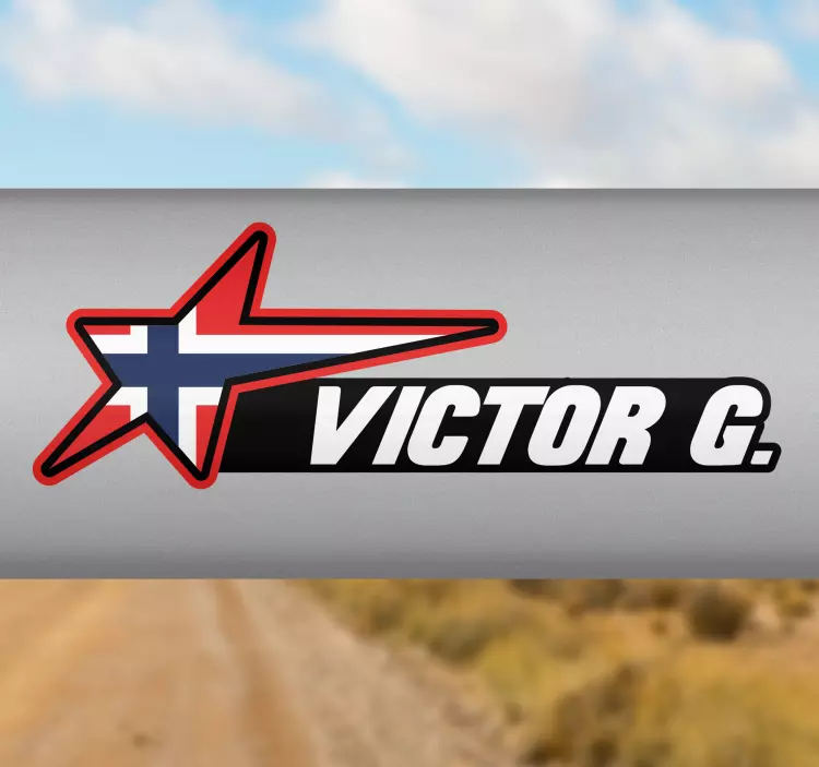 Norsk flagg og tilpasset navn klistremerke til sykkel - Tenstickers