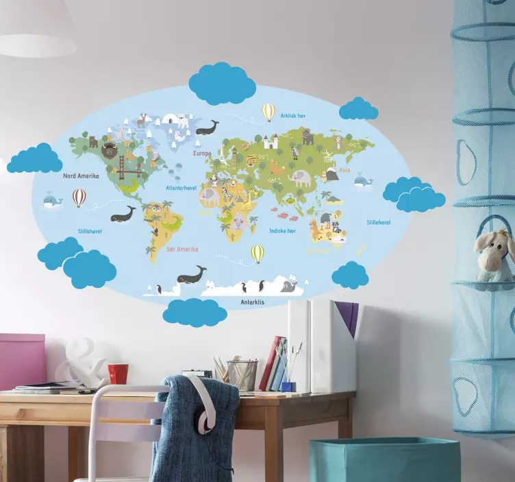 Norske barneplanisferio veggklistremerke - Tenstickers