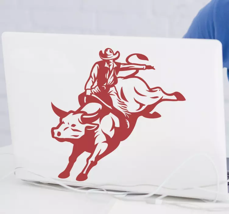 Okseridning, cowboy Laptop klistremerke - Tenstickers