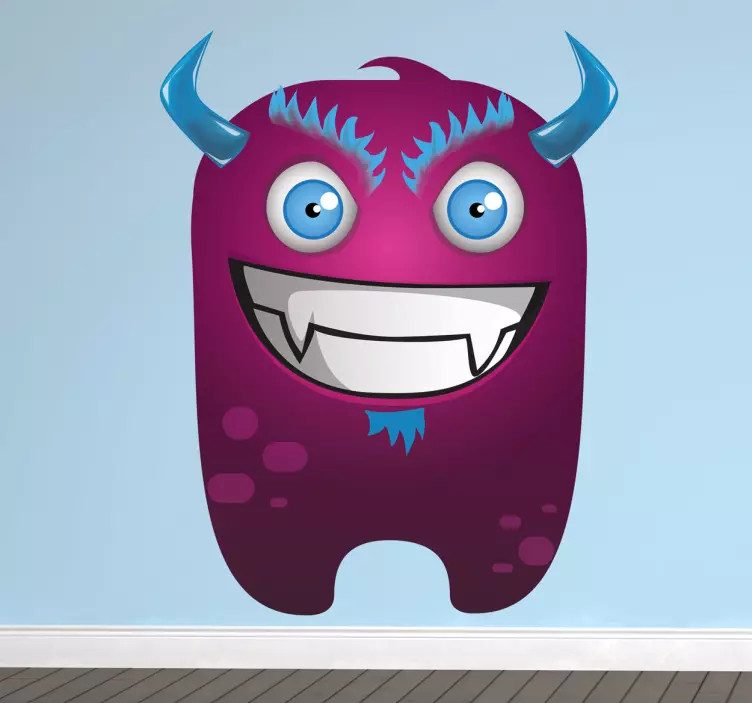 Ondsinnet lilla monster barn klistremerke - Tenstickers