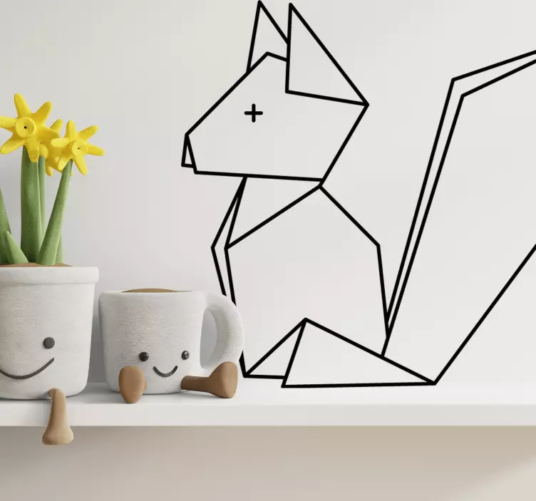 Origami sit fox illustrasjon klistremerke - Tenstickers