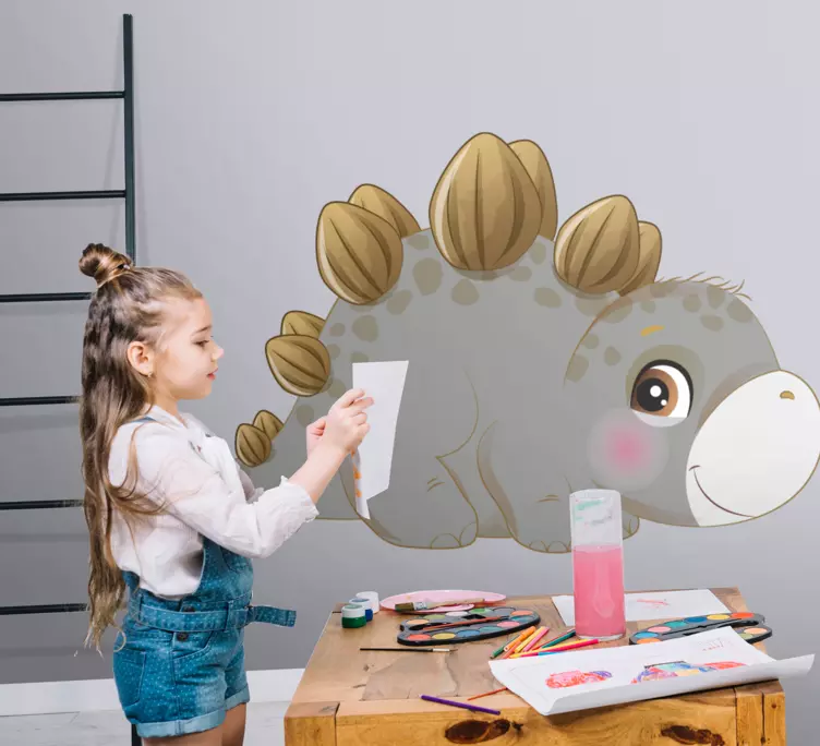 Original grå liten dinosaur dør stickers - Tenstickers