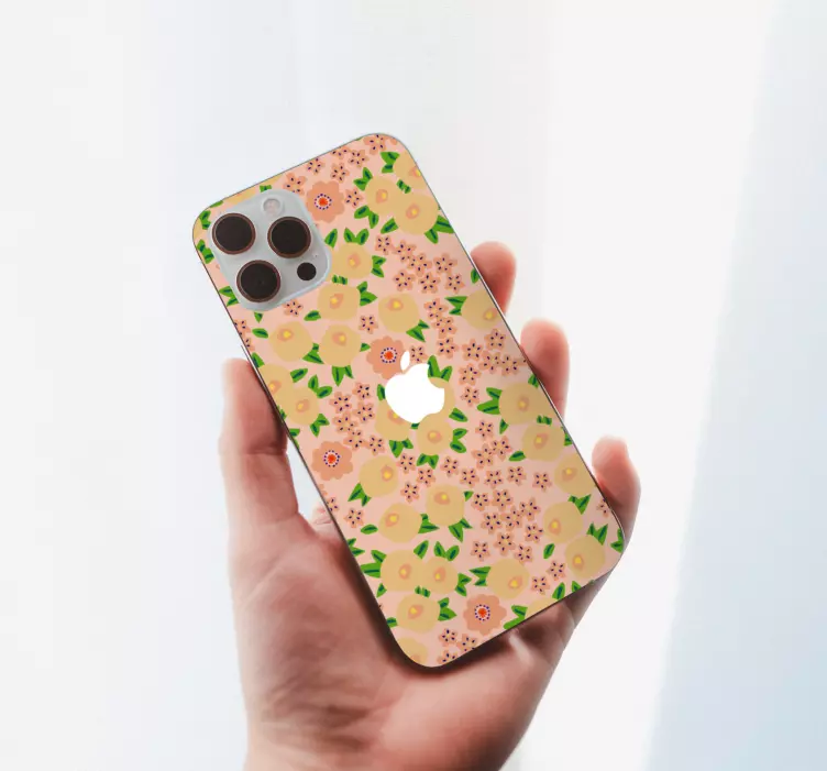 Originalt blomstermønster i ferskenfarger iphone skin - Tenstickers
