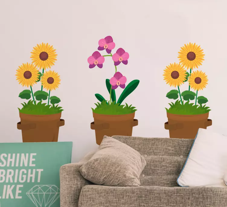 wallstickers til orkide og solblomst - Tenstickers