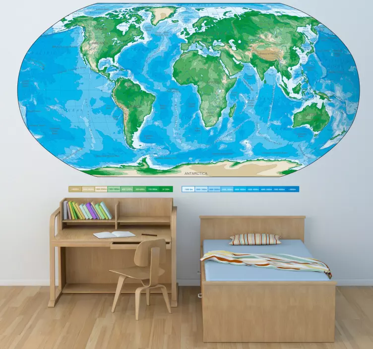 Oval world map decal - Tenstickers