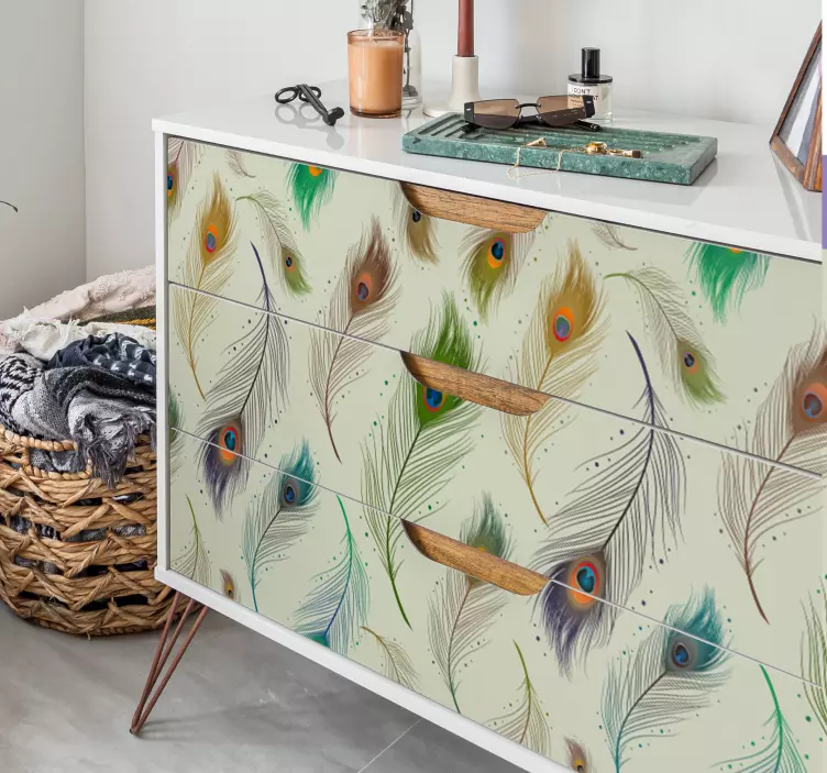 Påfuglfjærmøbler klistremerke - Tenstickers