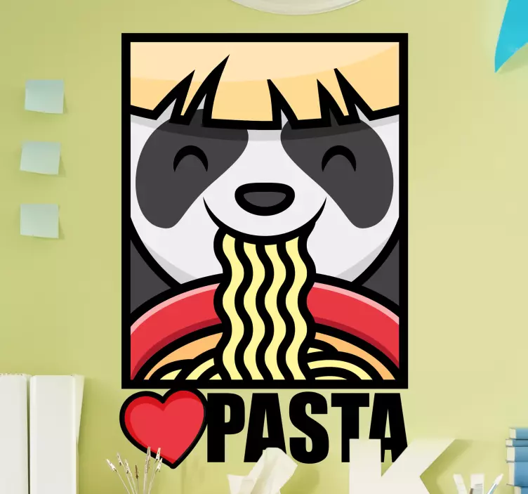Panda-elskende pasta klistremerke dyr - Tenstickers
