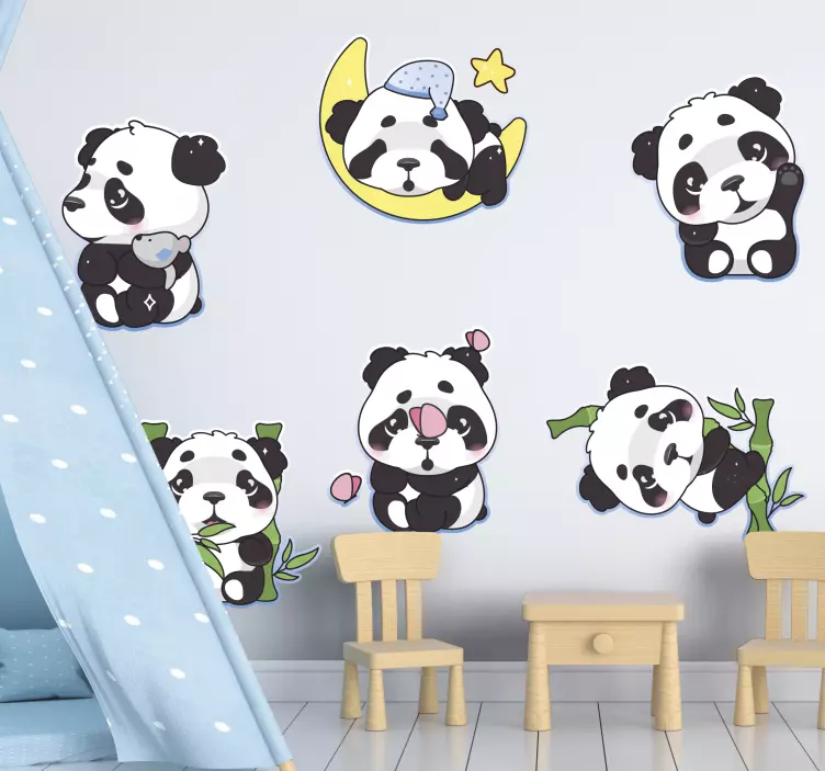 Panda spiser og sover viltdekaler - Tenstickers