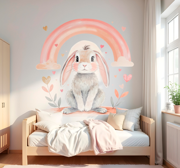 Pastell nydelig regnbuekanin wallsticker - Tenstickers
