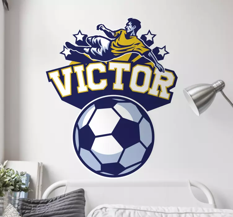 Personlig barn soverom fotball wallsticker - Tenstickers