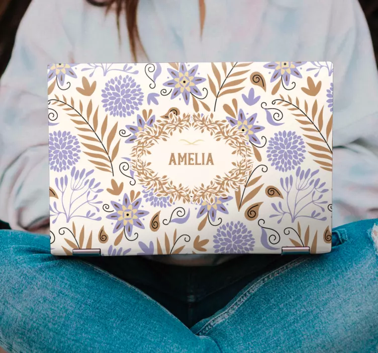 Personlig blomsterdekke bærbar klistremerke - Tenstickers