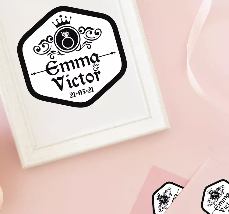 Personlig bryllup klistremerke - Tenstickers