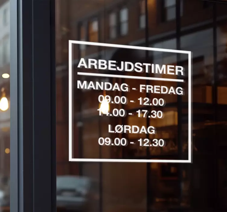 Personlig butikk timeplan butikkvindu klistremerke - Tenstickers