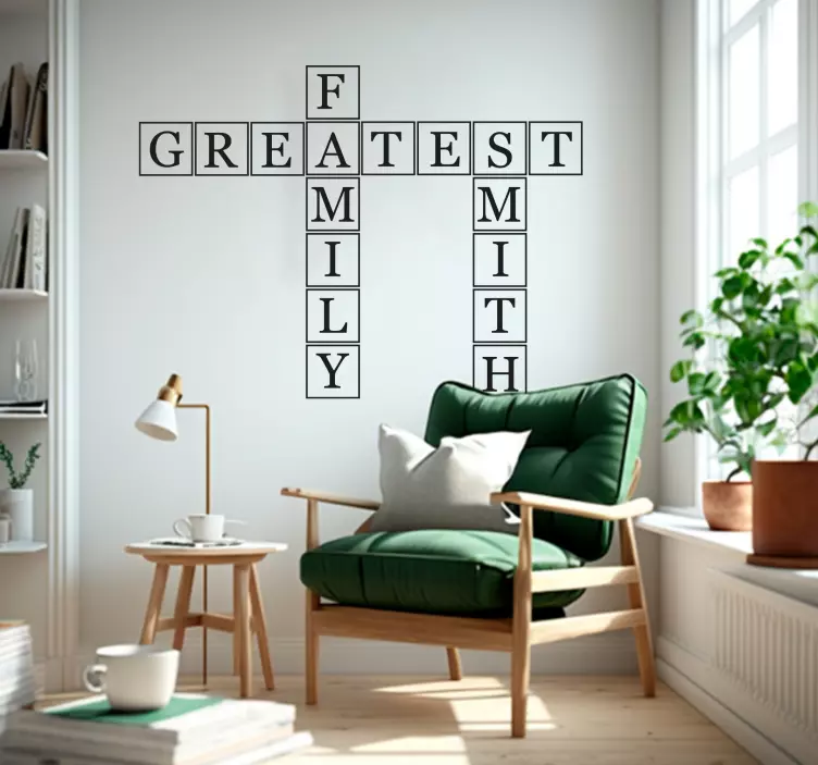 Tilpasset klistremerke med bokstavblokk etter familienavn - Tenstickers