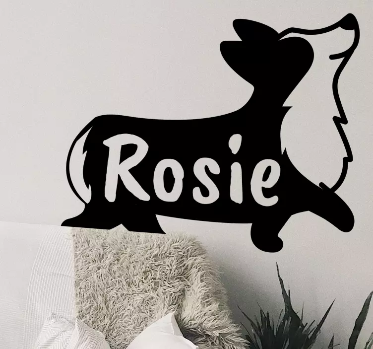 Personlig navn corgi silhouette pet klistremerke - Tenstickers