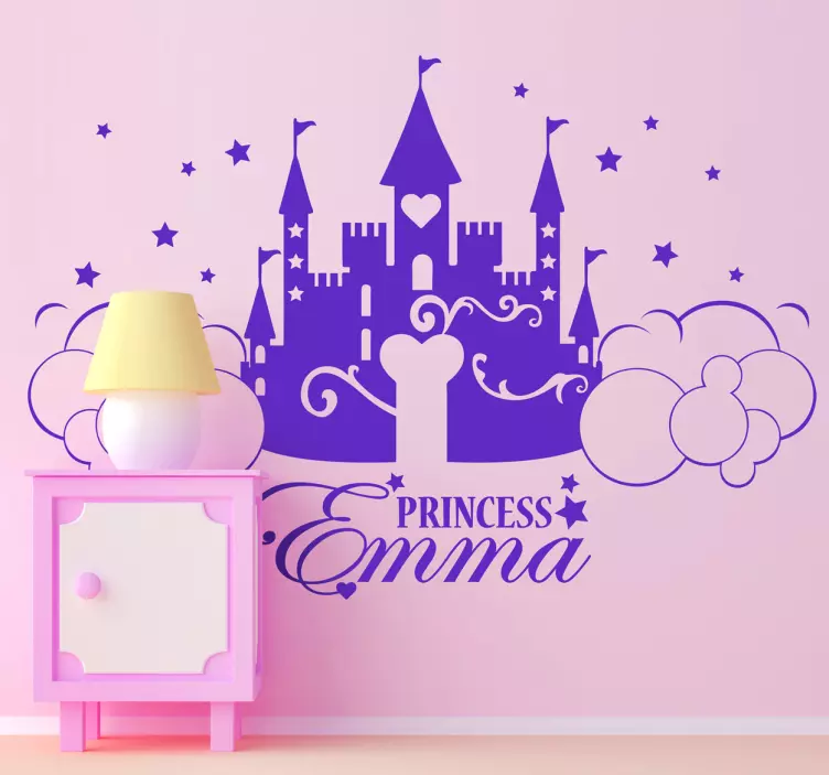 Personlig prinsesse castle kids wall sticker - Tenstickers