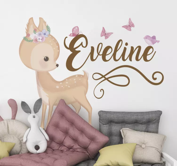 Personlig klistremerke for illustrasjon av hjort - Tenstickers