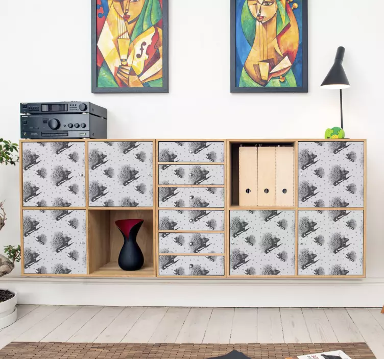 Piggsvin kunst svart og hvitt møbeldekor - Tenstickers