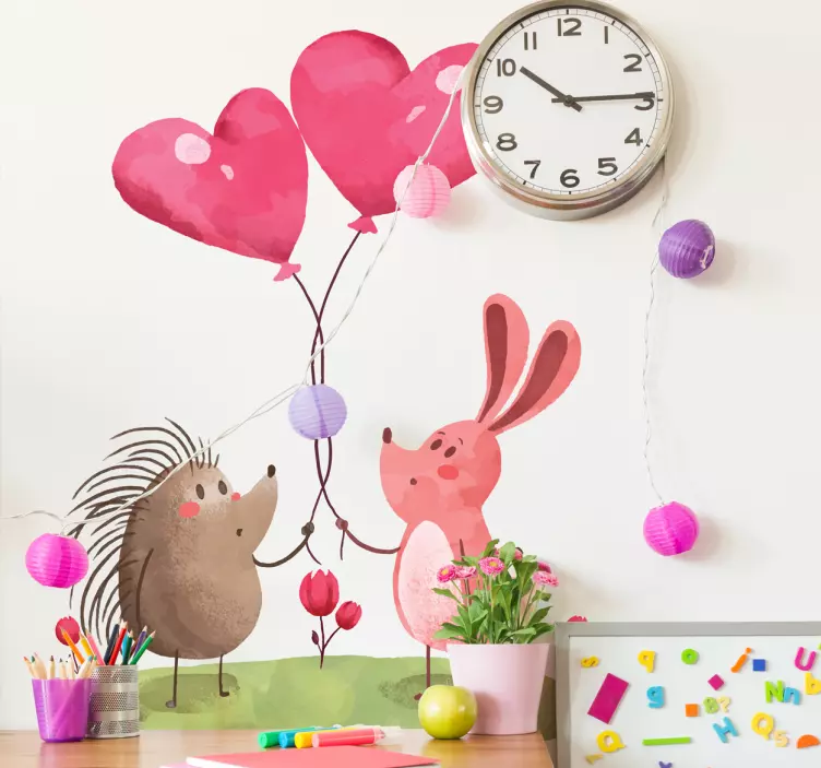 Klistremerke med piggsvin og kanin - Tenstickers