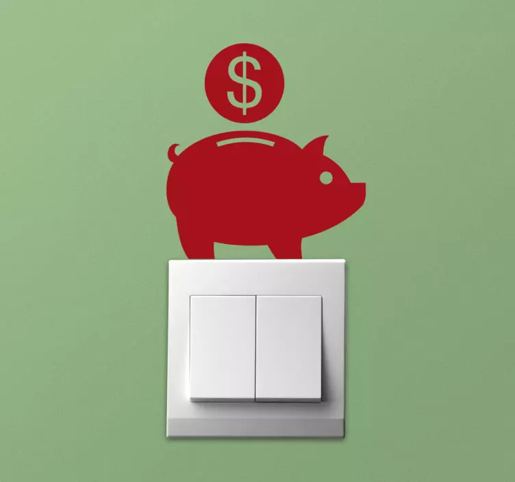 Piggy bank lysbryter klistremerke - Tenstickers