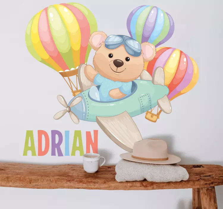 Pilotbjørneventyr barn klistremerke - Tenstickers