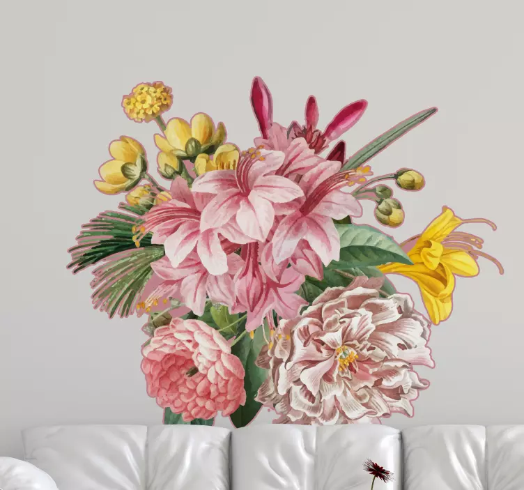 Pion og planter blomst wallstickers - Tenstickers