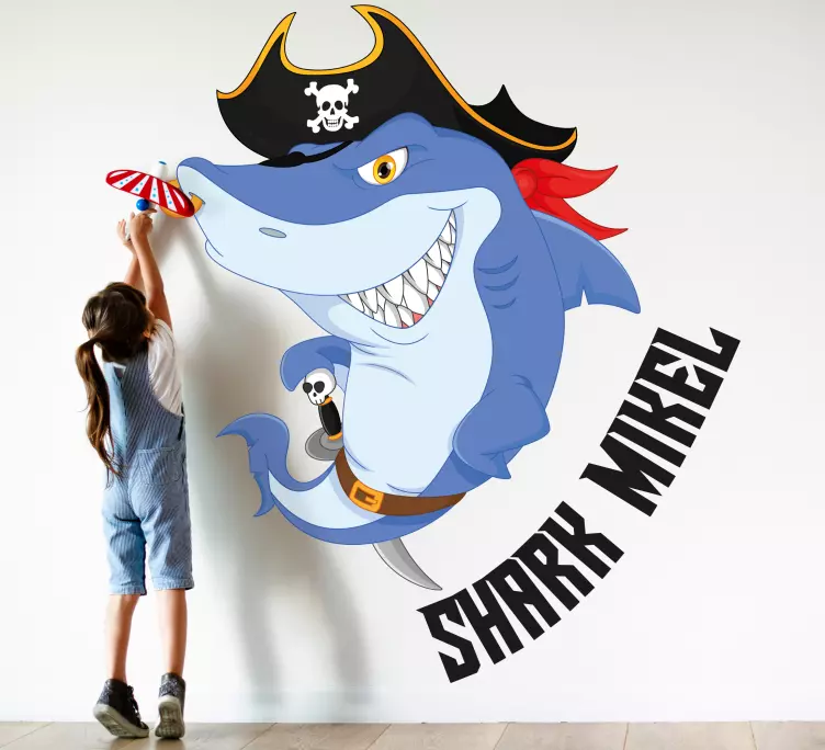 Pirat hai illustrasjon wallsticker barnerom - Tenstickers