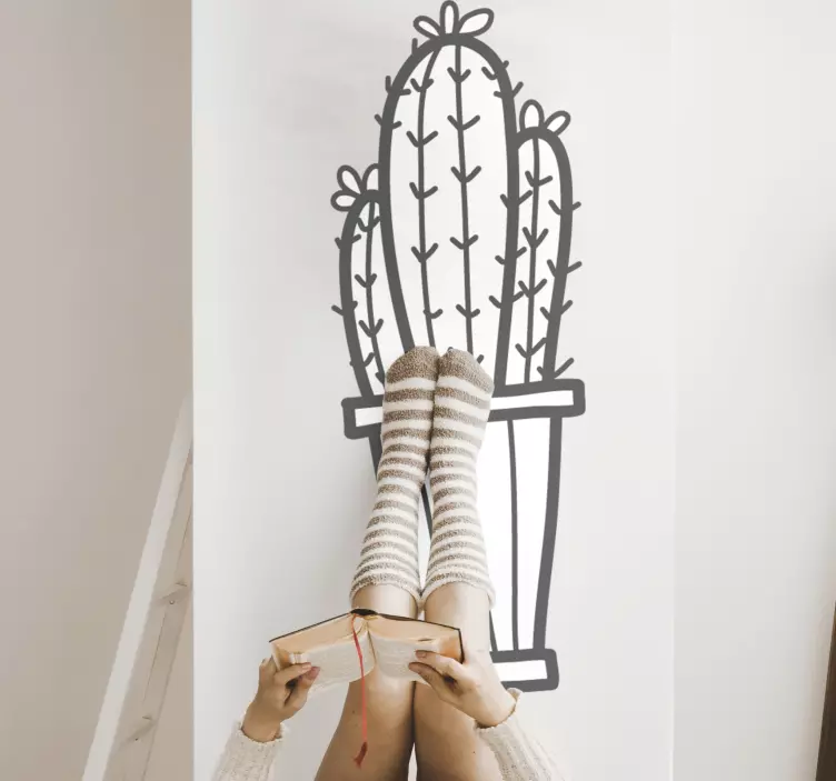 Planteklistremerke kaktus i potte - Tenstickers