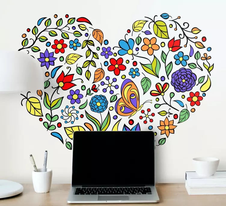 Polering med et veggblomsterklistremerke - Tenstickers