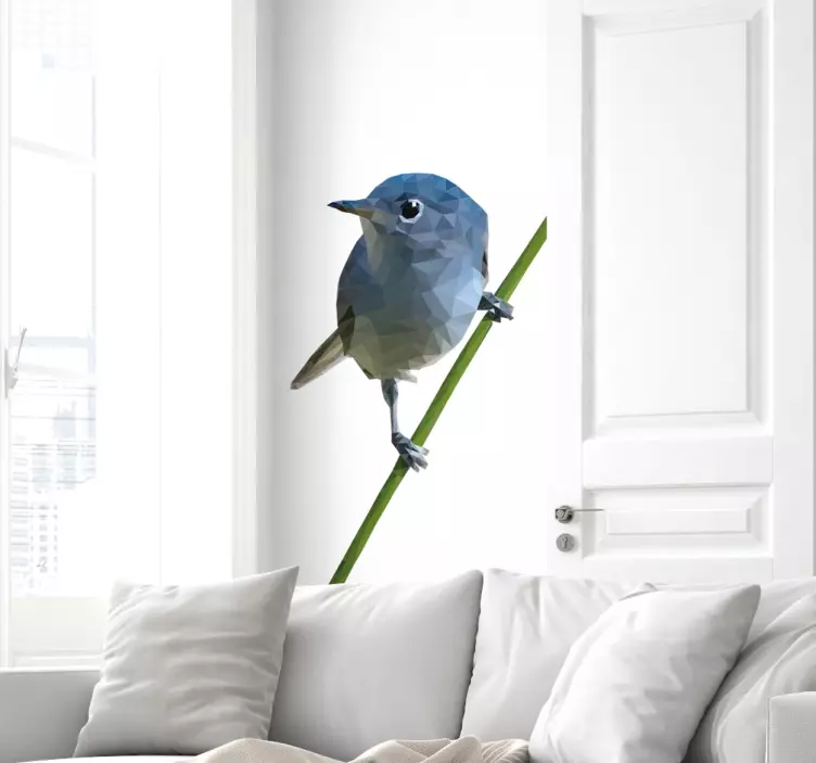 Polygonal fugl på gren klistremerke - Tenstickers