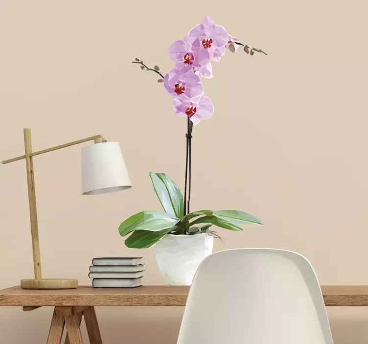 Polygonal potted orchid klistremerke - Tenstickers