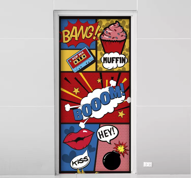 Pop art dør vegg kunst klistremerke - Tenstickers