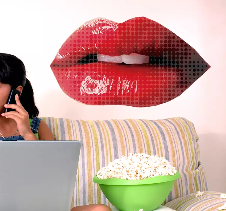 Klistremerke for veggkunst av pop lips - Tenstickers