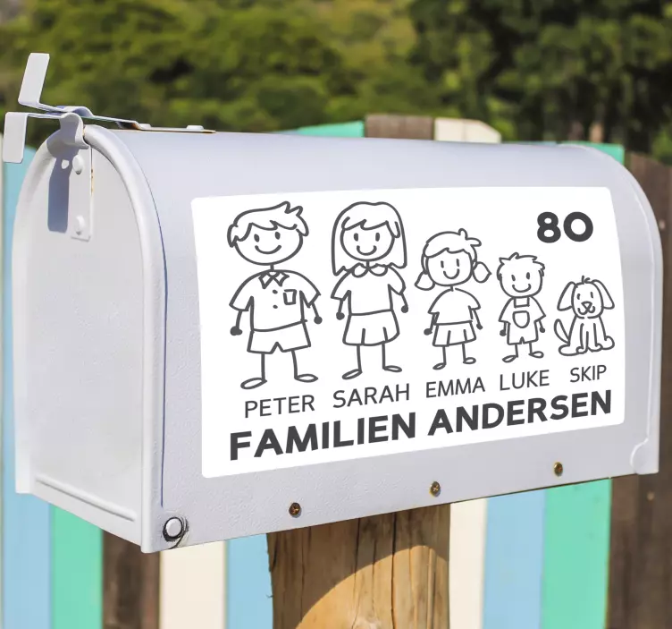 Postboks klistremerke lykkelig familie tekst klistremerke - Tenstickers