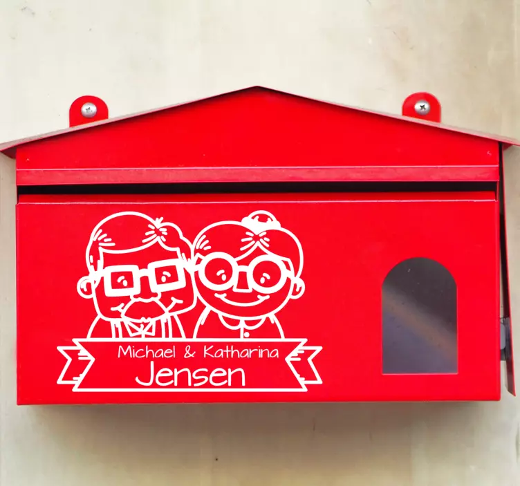 Postkasse med eldre mann og kvinner tekster klistremerke - Tenstickers