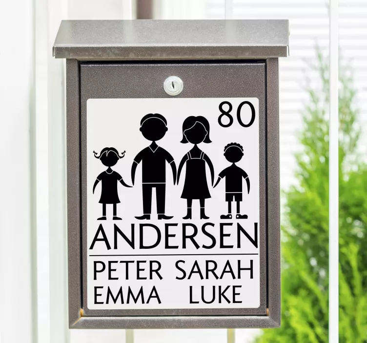 Postkasse tilpasses hjemmetekst veggoverføringsbilde - Tenstickers