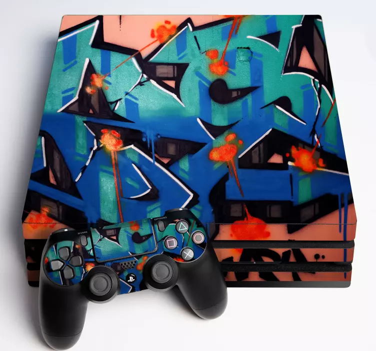 Ps4 klistremerke med livlig graffiti-mønster - Tenstickers