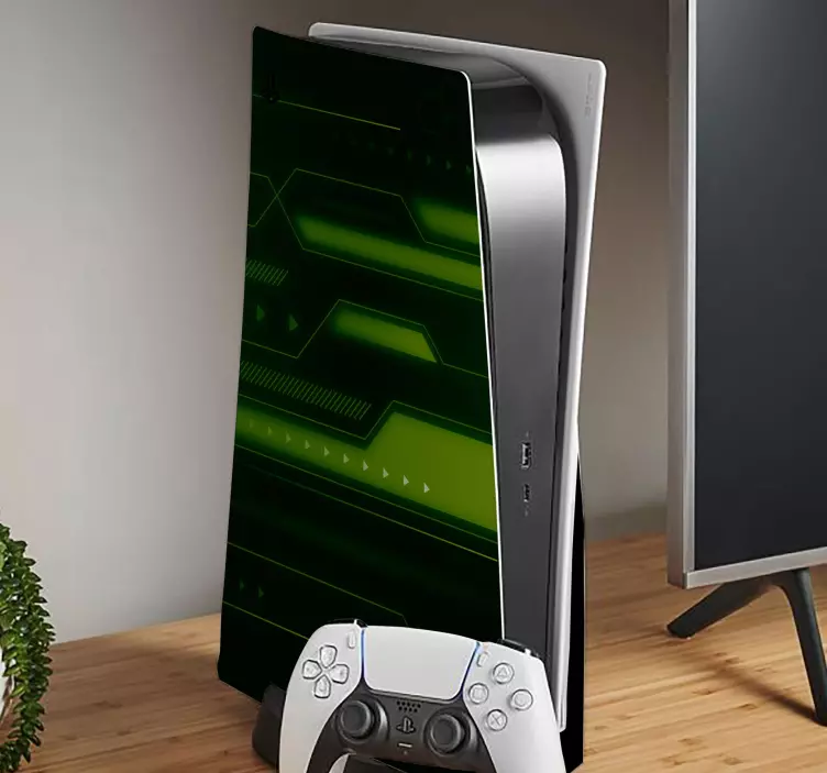 Ps5 klistremerke grønne teknologimønstre - Tenstickers