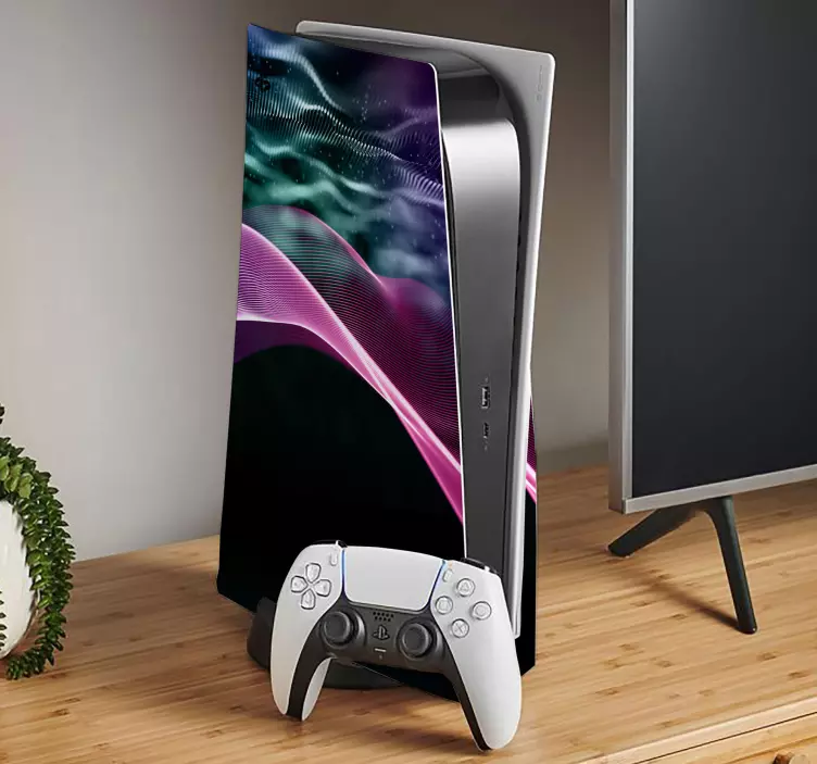 Ps5 klistremerke med livlige bølgemønstre - Tenstickers