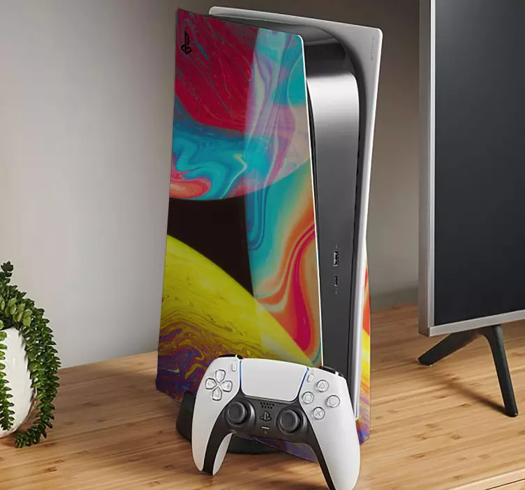 Ps5 klistremerke med livlige kosmiske mønstre - Tenstickers