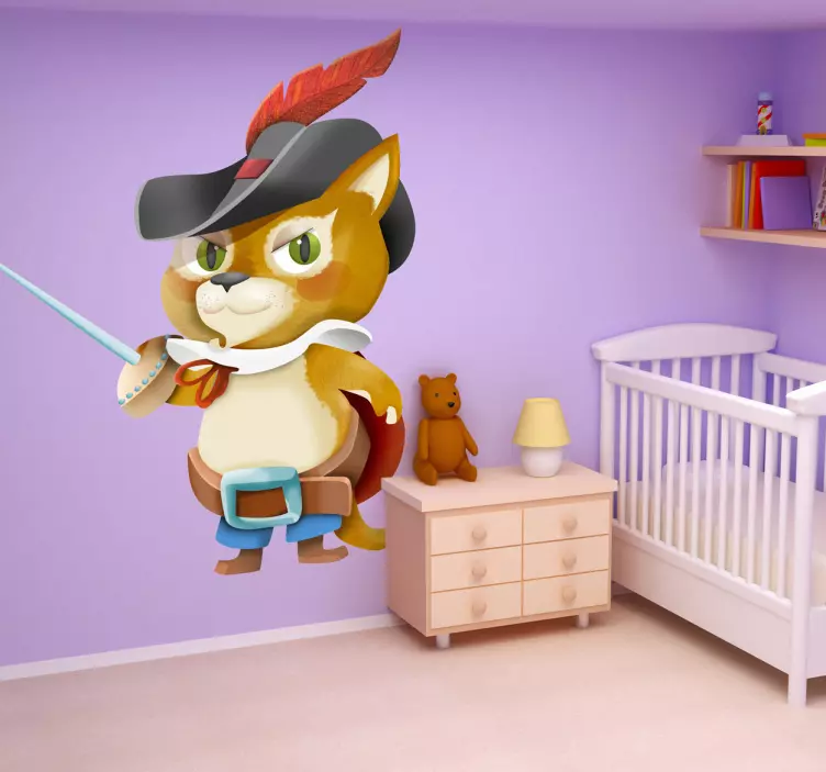 Puss i støvler barnas veggmaleri - Tenstickers