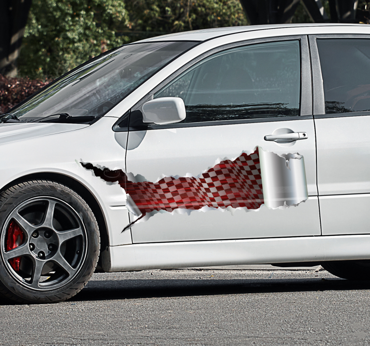 Racing med revet platemetall klistremerke til bil - Tenstickers