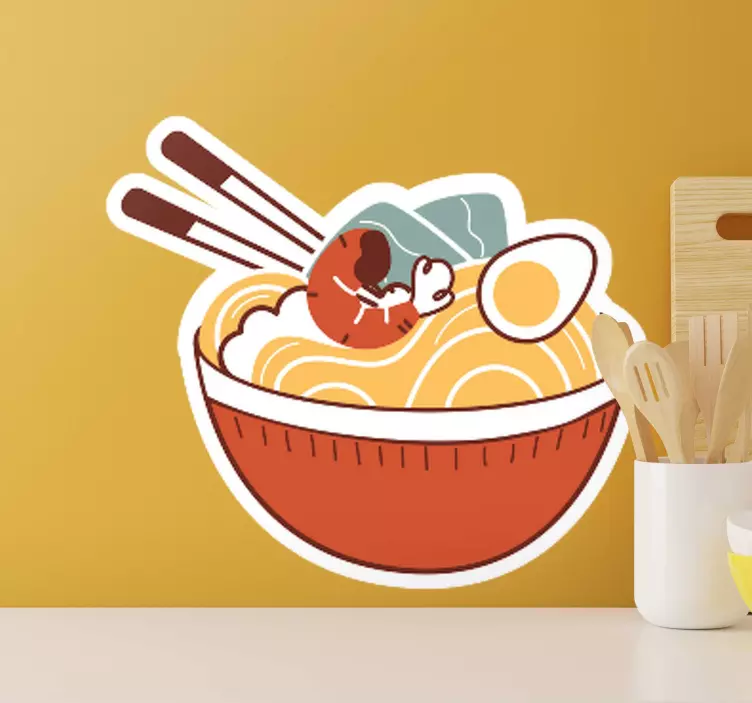Ramen bolle glede klistremerke dyr - Tenstickers