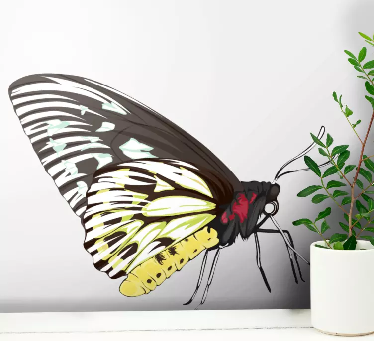 Realistisk gul sommerfugl wallsticker - Tenstickers