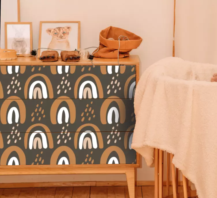 Regnbue mønster med dråper og regn klistremerke møbler - Tenstickers