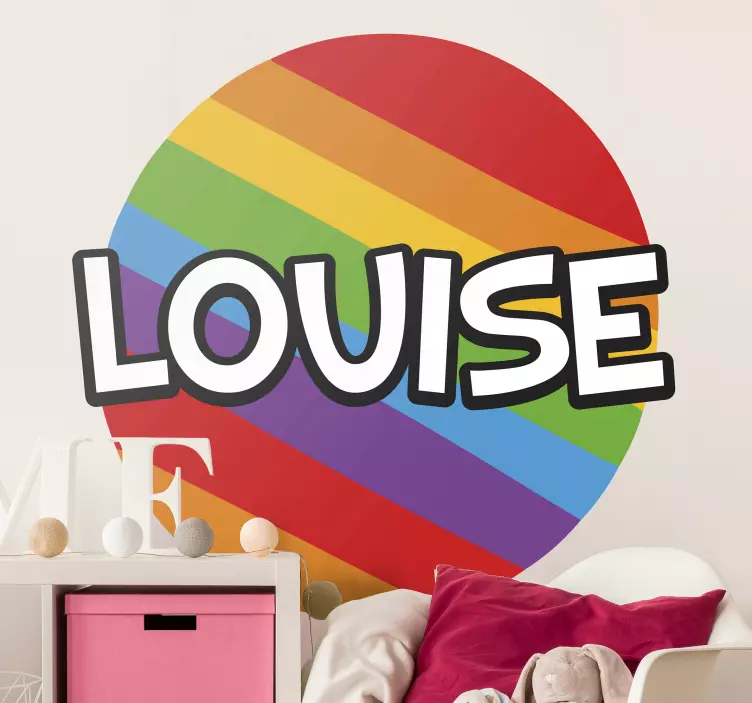 Regnbuesirkel personlig med klistremerke - Tenstickers