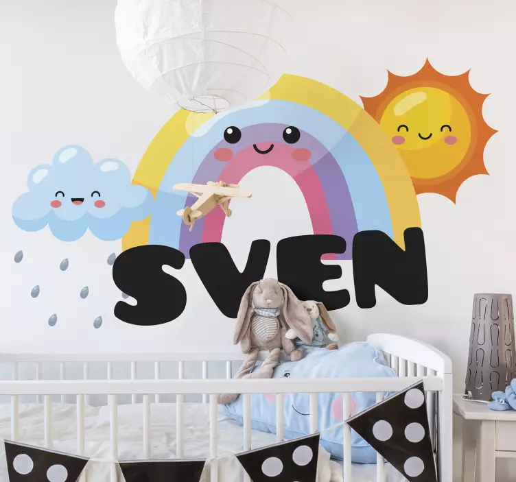 Regnbue smilende tegneserie personlig klistremerke - Tenstickers