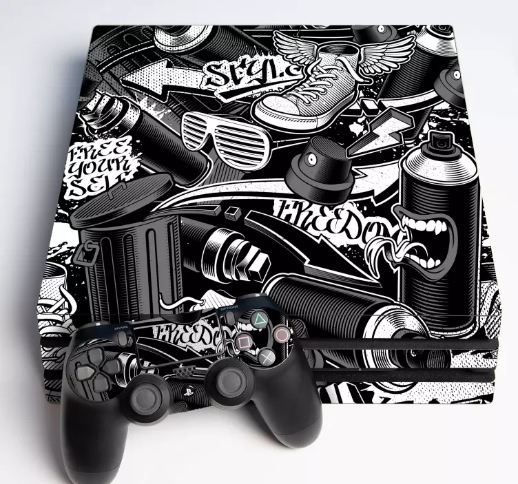 Retro graffiti ps4 klistremerker - Tenstickers