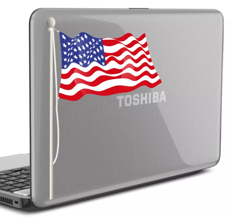 Rippling usa flagg laptop klistremerke - Tenstickers
